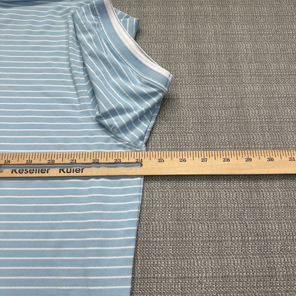 G/Fore Polo‎ Shirt Mens XL Blue Striped Performance Golf Casual Pullover - Picture 7 of 9